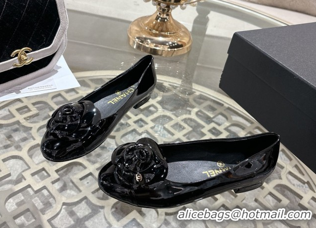 Best Price Chanel Calfskin Patent Leather Pumps 8.5cm with Camellia Bloom CH030704 Black 2026
