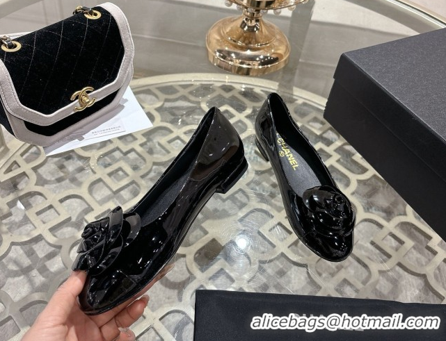 Best Price Chanel Calfskin Patent Leather Pumps 8.5cm with Camellia Bloom CH030704 Black 2026
