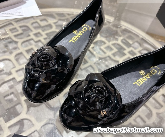 Best Price Chanel Calfskin Patent Leather Pumps 8.5cm with Camellia Bloom CH030704 Black 2026