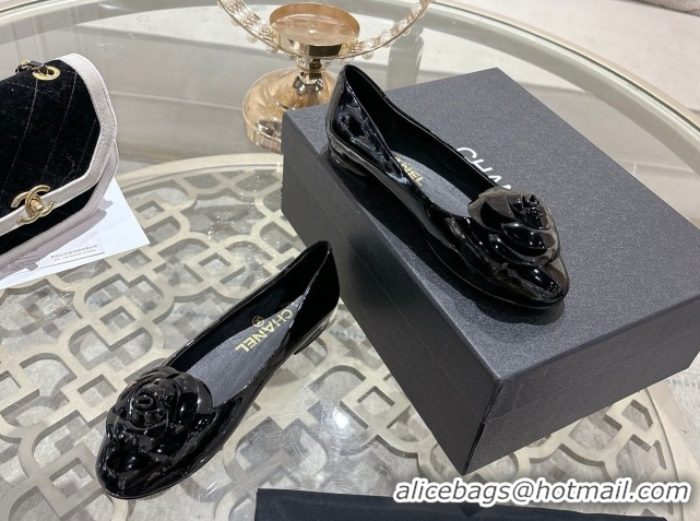 Best Price Chanel Calfskin Patent Leather Pumps 8.5cm with Camellia Bloom CH030704 Black 2026