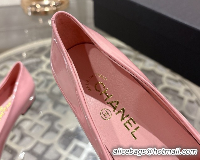 Top Design Chanel Calfskin Patent Leather Ballet Flats with Camellia Bloom CH030704 Pink 2026