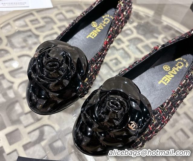 Top Design Chanel Tweed & Patent Leather Ballet Flats with Camellia Bloom CH030704 Multicolor 2026
