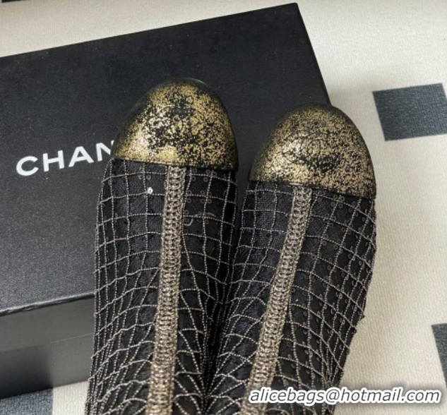 Duplicate Chanel Sequins and Mesh Wedge Ankle Boots 7.5cm CH030705 Black 2026