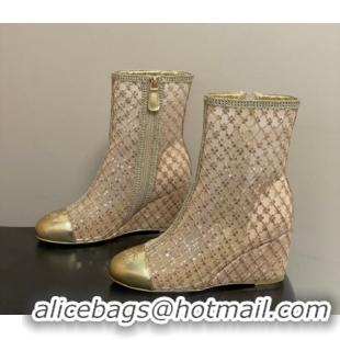 Good Product Chanel Sequins and Mesh Wedge Ankle Boots 7.5cm CH030705 Nude 2026