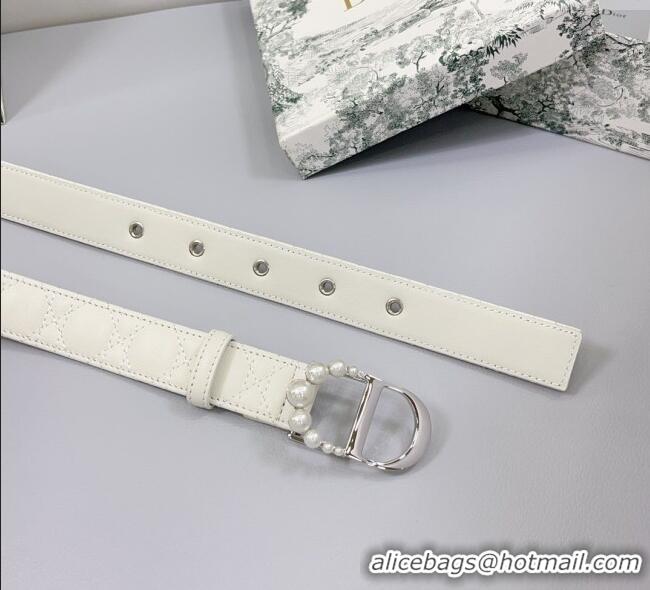 Buy Discount Dior Oblique Leather Belt 3cm with Pearls CD Buckle 0108 White/Silver 2025