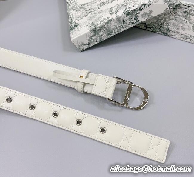 Buy Discount Dior Oblique Leather Belt 3cm with Pearls CD Buckle 0108 White/Silver 2025