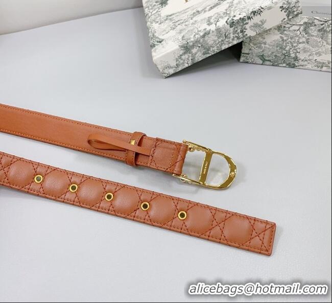 Discount Dior Oblique Leather Belt 3cm with Pearls CD Buckle 0108 Brown/Gold 2025