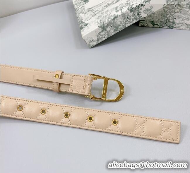 Super Quality Dior Oblique Leather Belt 3cm with Pearls CD Buckle 0108 Beige/Gold 2025