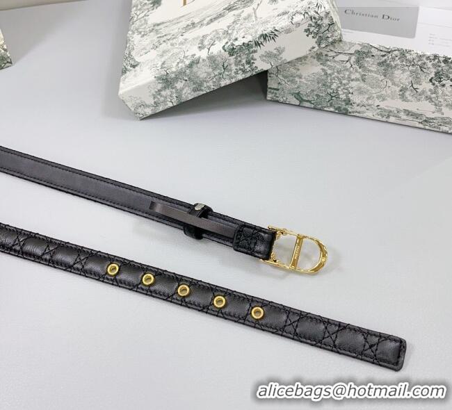 Unique Grade Dior Oblique Leather Belt 2cm with Pearls CD Buckle 0108 Black/Gold 2025
