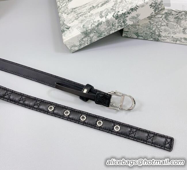 Promotional Dior Oblique Leather Belt 2cm with Pearls CD Buckle 0108 Black/Silver 2025