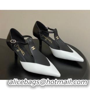 Discount Chanel Lambskin Leather Pumps 7.5cm CH030707 Black/White2 2026