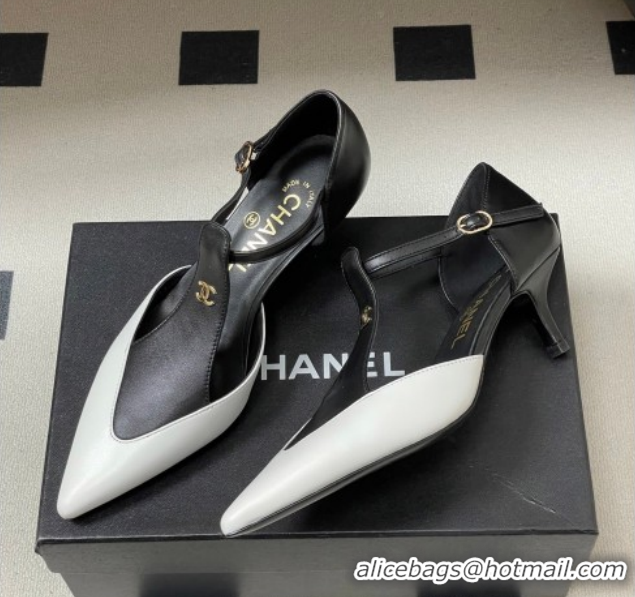 Discount Chanel Lambskin Leather Pumps 7.5cm CH030707 Black/White2 2026