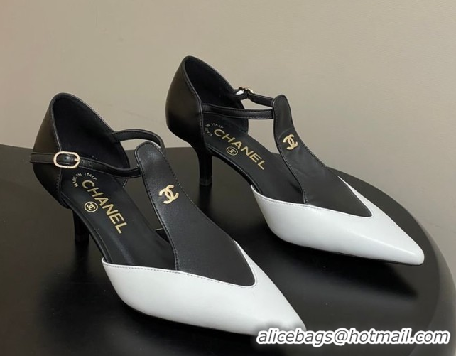 Discount Chanel Lambskin Leather Pumps 7.5cm CH030707 Black/White2 2026