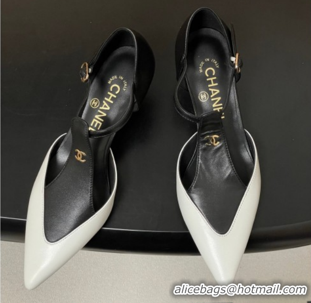 Discount Chanel Lambskin Leather Pumps 7.5cm CH030707 Black/White2 2026