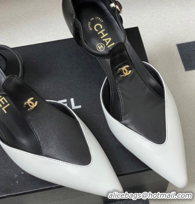 Discount Chanel Lambskin Leather Pumps 7.5cm CH030707 Black/White2 2026