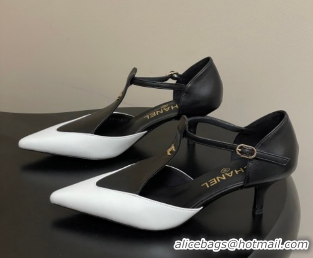 Discount Chanel Lambskin Leather Pumps 7.5cm CH030707 Black/White2 2026