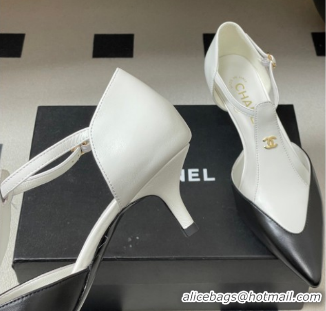 Pretty Style Chanel Lambskin Leather Pumps 7.5cm CH030707 White/Black2 2026