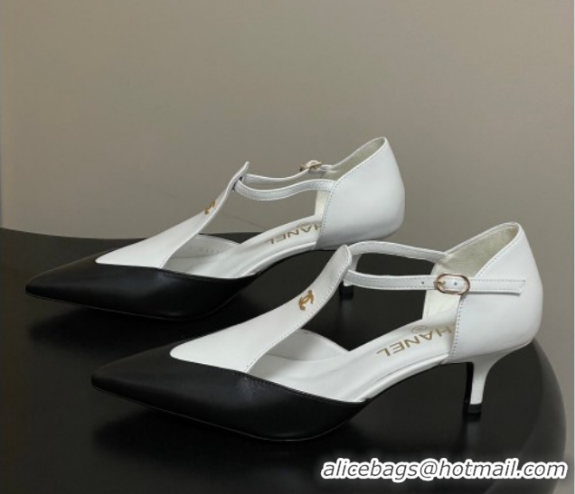 Pretty Style Chanel Lambskin Leather Pumps 7.5cm CH030707 White/Black2 2026