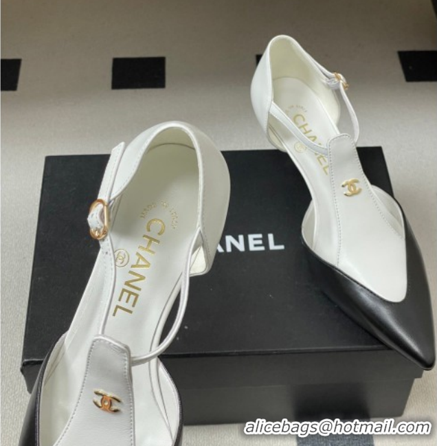 Pretty Style Chanel Lambskin Leather Pumps 7.5cm CH030707 White/Black2 2026
