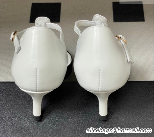 Pretty Style Chanel Lambskin Leather Pumps 7.5cm CH030707 White/Black2 2026