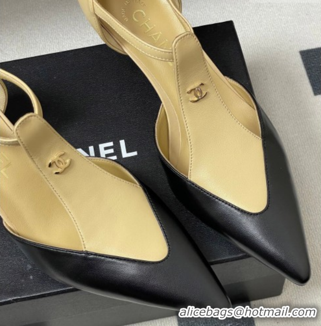 Luxurious Chanel Lambskin Leather Pumps 7.5cm CH030707 Beige/Black 2026