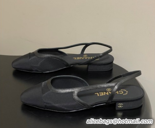 Most Popular Chanel Mesh & Grosgrain Slingbacks Flat G31319 Black 2026