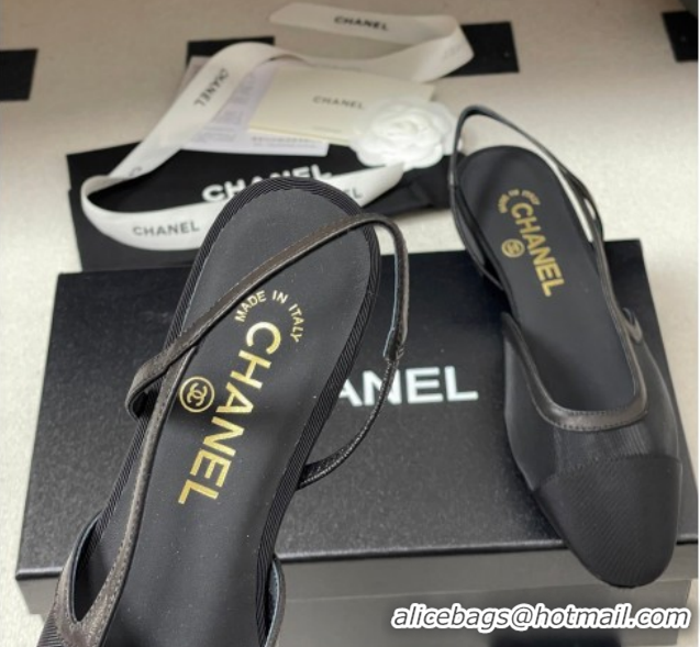 Most Popular Chanel Mesh & Grosgrain Slingbacks Flat G31319 Black 2026
