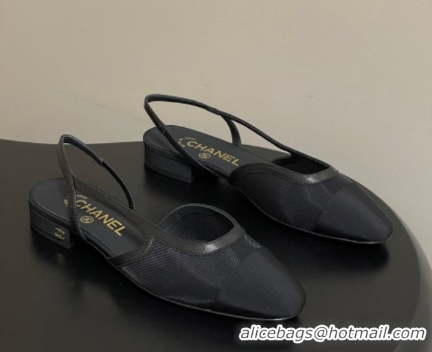 Most Popular Chanel Mesh & Grosgrain Slingbacks Flat G31319 Black 2026
