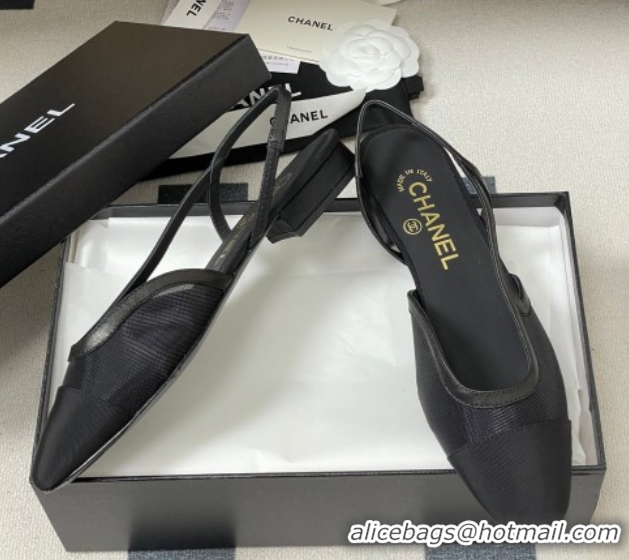 Most Popular Chanel Mesh & Grosgrain Slingbacks Flat G31319 Black 2026