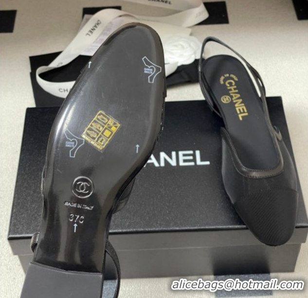 Most Popular Chanel Mesh & Grosgrain Slingbacks Flat G31319 Black 2026