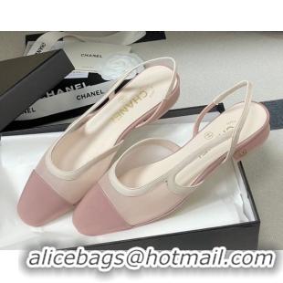 Top Grade Chanel Mesh & Grosgrain Slingbacks Flat G31319 Light Pink 2026