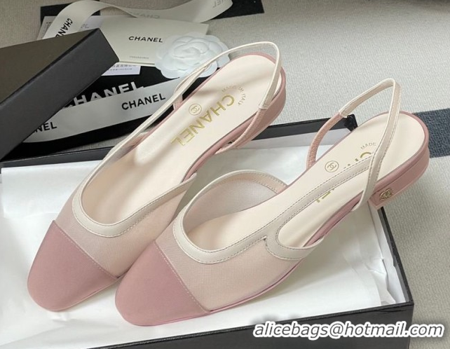 Top Grade Chanel Mesh & Grosgrain Slingbacks Flat G31319 Light Pink 2026