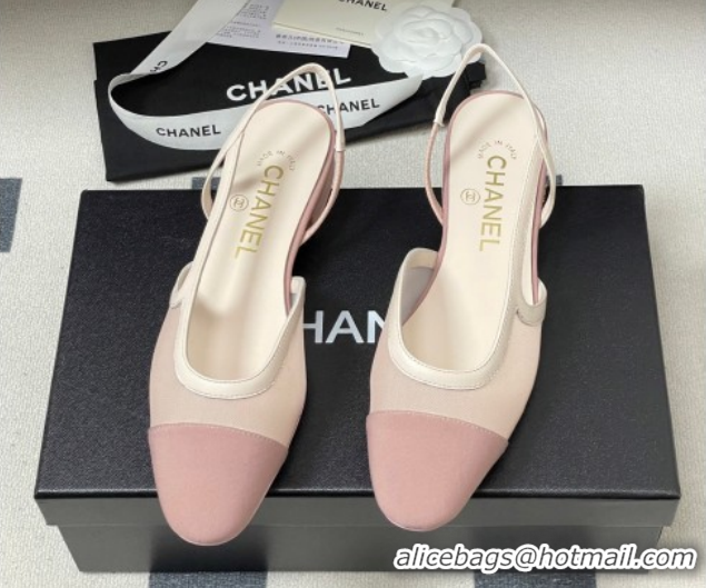 Top Grade Chanel Mesh & Grosgrain Slingbacks Flat G31319 Light Pink 2026