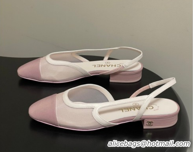 Top Grade Chanel Mesh & Grosgrain Slingbacks Flat G31319 Light Pink 2026