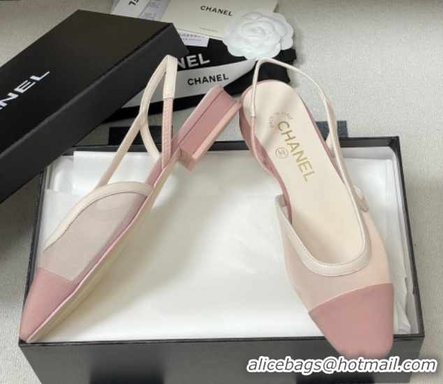 Top Grade Chanel Mesh & Grosgrain Slingbacks Flat G31319 Light Pink 2026