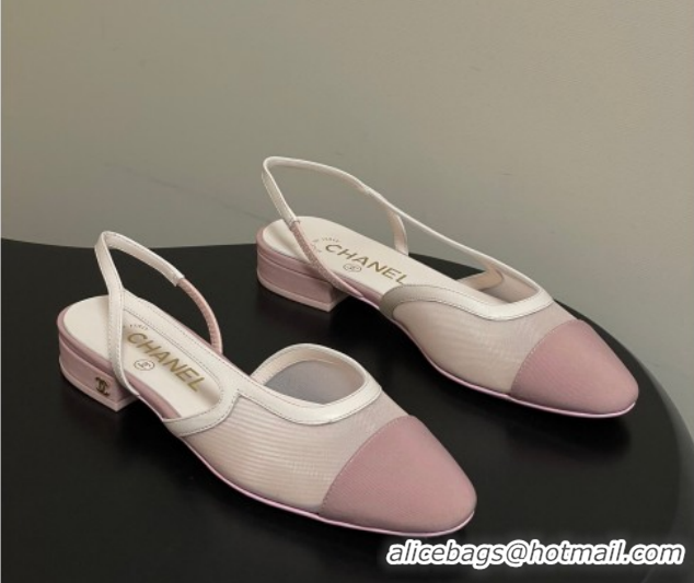 Top Grade Chanel Mesh & Grosgrain Slingbacks Flat G31319 Light Pink 2026