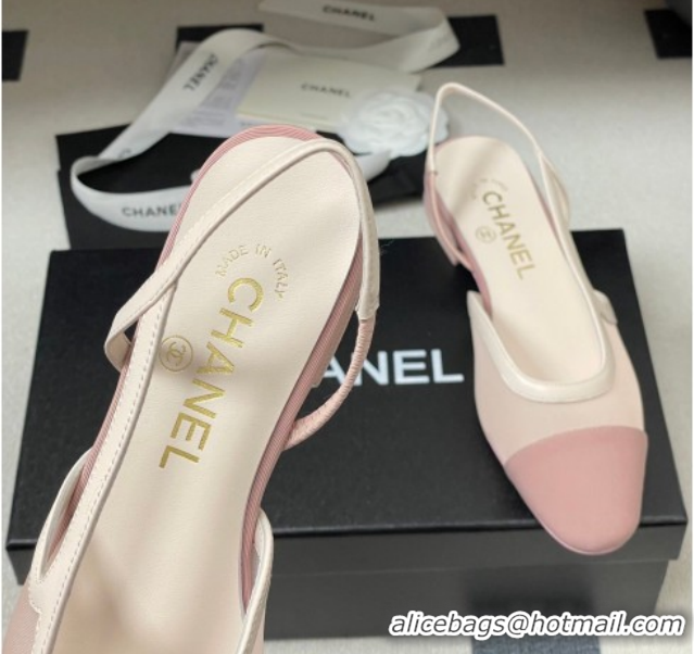 Top Grade Chanel Mesh & Grosgrain Slingbacks Flat G31319 Light Pink 2026