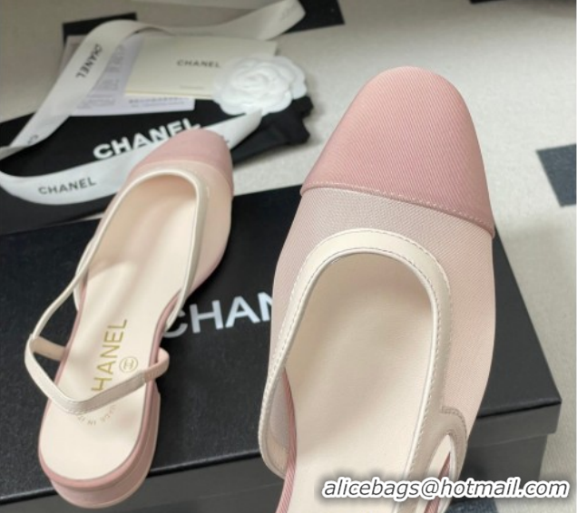 Top Grade Chanel Mesh & Grosgrain Slingbacks Flat G31319 Light Pink 2026