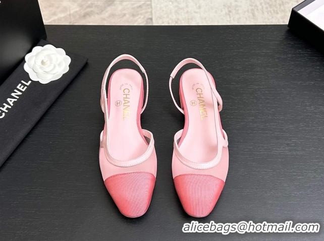 Best Product Chanel Mesh & Grosgrain Slingbacks Flat G31319 Pink 2026