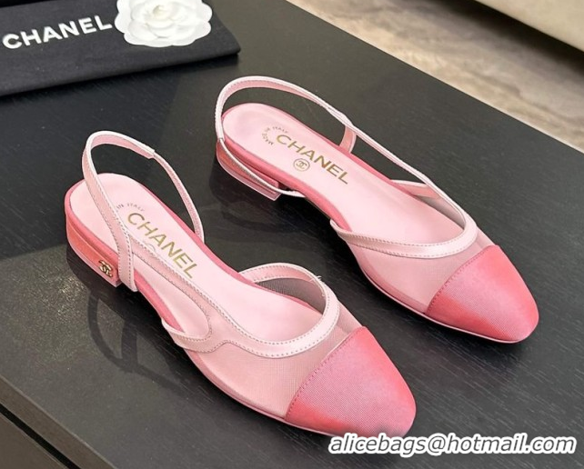 Best Product Chanel Mesh & Grosgrain Slingbacks Flat G31319 Pink 2026