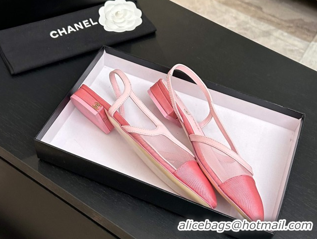 Best Product Chanel Mesh & Grosgrain Slingbacks Flat G31319 Pink 2026