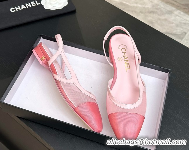 Best Product Chanel Mesh & Grosgrain Slingbacks Flat G31319 Pink 2026