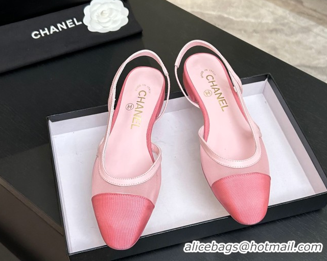 Best Product Chanel Mesh & Grosgrain Slingbacks Flat G31319 Pink 2026
