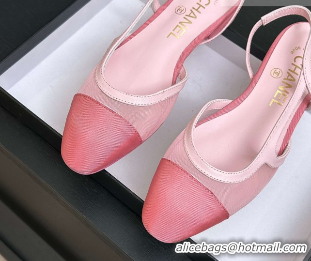 Best Product Chanel Mesh & Grosgrain Slingbacks Flat G31319 Pink 2026