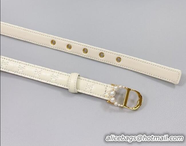 Buy Inexpensive Dior Oblique Leather Belt 2cm with Pearls CD Buckle 0108 White/Gold 2025