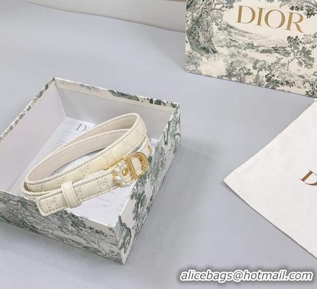 Buy Inexpensive Dior Oblique Leather Belt 2cm with Pearls CD Buckle 0108 White/Gold 2025