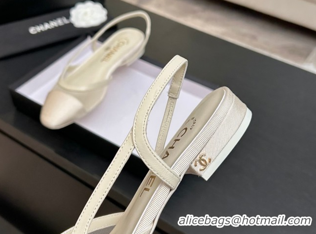 Trendy Design Chanel Mesh & Grosgrain Slingbacks Flat G31319 Ivory 2026