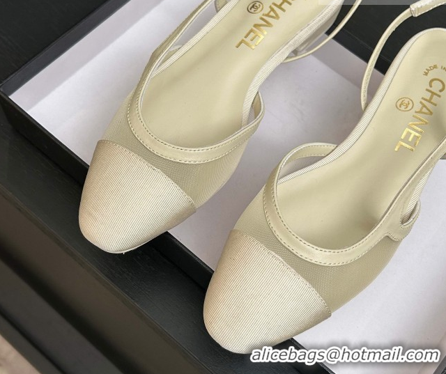 Trendy Design Chanel Mesh & Grosgrain Slingbacks Flat G31319 Ivory 2026