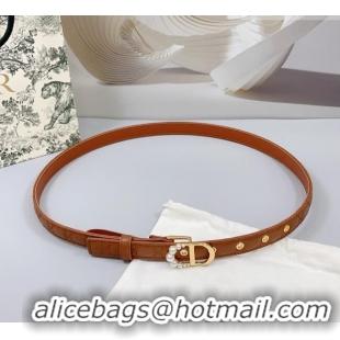 Promotional Dior Oblique Leather Belt 2cm with Pearls CD Buckle 0108 Brown/Gold 2025