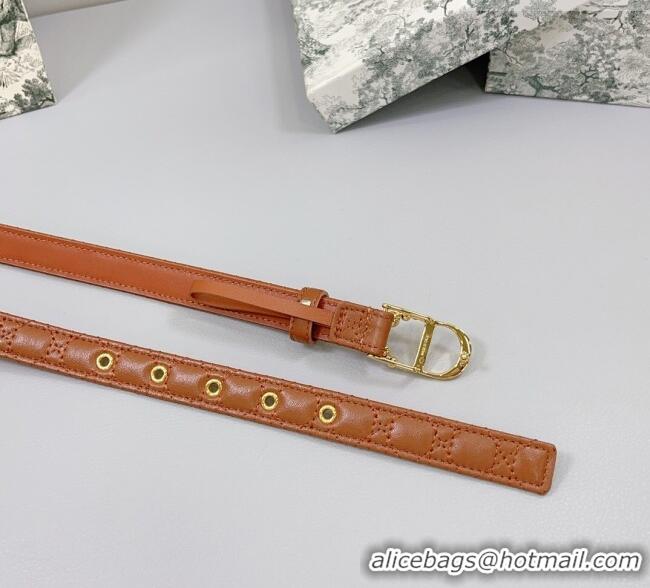 Promotional Dior Oblique Leather Belt 2cm with Pearls CD Buckle 0108 Brown/Gold 2025